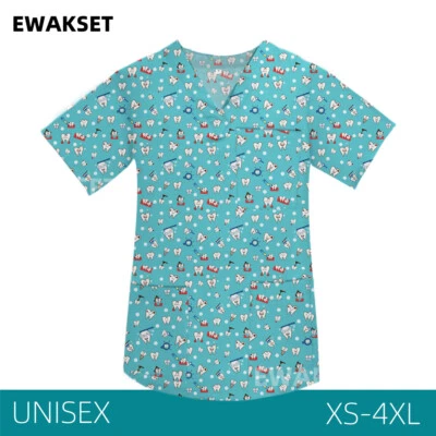 Woman man Medical Scrub Surgical Uniform Cotton Tops Elastic Pants Dentist Sets - Image 1 of 4