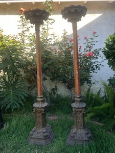 VintageArt Deco Pair Of Floor Candelabra Made Of Resin/Wood - Picture 1 of 11