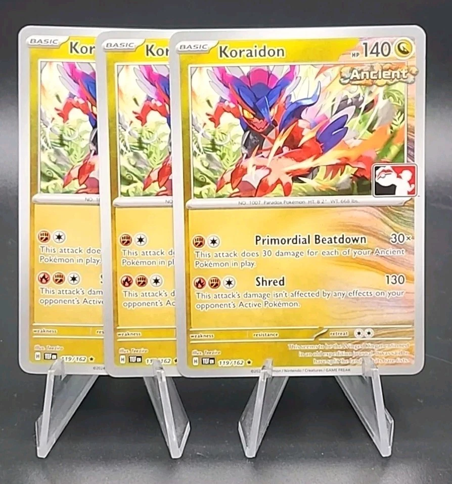 3x Pokemon Prize Pack Series 5 Koraidon Non Holo Scarlet Violet Temporal Forces - Image 1 of 1