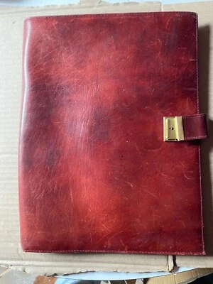 Cartella vintage in pelle con blocco per appunti e porta documenti - Immagine 1 di 4