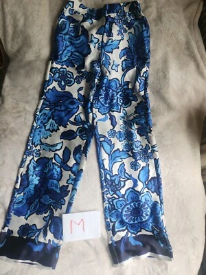 Pantalón Mango MNG Estampado Floral Bayas Azul/Crudo Talla M Entrepierna 32" Nuevo con Etiquetas Foto 1 de 4