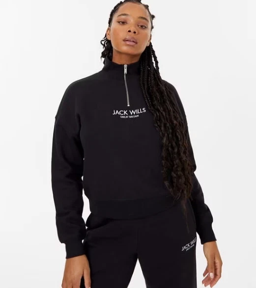 Jack Wills Honeylane Half Zip Pullover Womens Black Size UK 6 #REF21 - Image 1 of 1