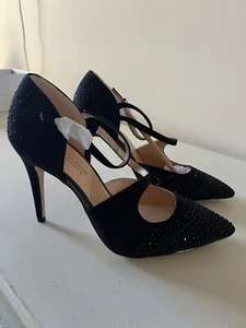 Badgley Mischka schwarze hochhackige Wildleder-Pumps Damengröße 8 Strass-Stiletto-Pumps - Bild 1 von 5