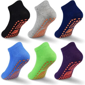 Non Slip Kids Socks- 6 Pairs Trampoline Anti-Skid Socks Sticky Grips Indoor Brea - Picture 1 of 6