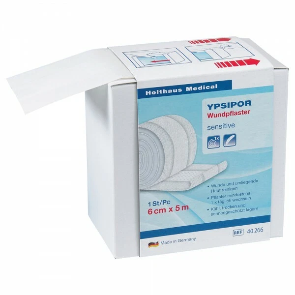 HOLTHAUS MEDICAL YPSIPOR Wundpflaster 6 cm x 5 m HOLTHAUS Vlies