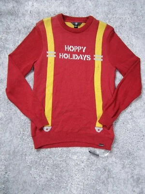 Volcom Sweater Mens Small Christmas Light Up "Happy Holiday" Red Top Winter - Image 1 of 4