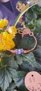 Schmuck Kupfer Kristalle Draht gewickelt Armreif Handarbeit  - Bild 1 von 1