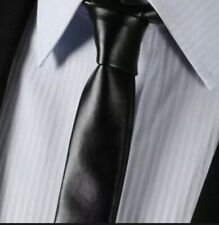 Men's Neck Ties 100% Real Leather Black Ties B# 22