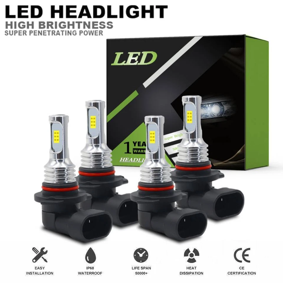 For 1990-2012 Honda Accord EX Sedan 4-Door LED Headlight High Low Beam Bulbs Kit - Image 1 of 4