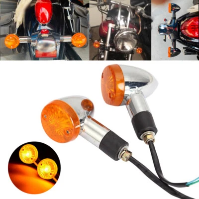 2PCS Turn Signal Lights Chrome For Suzuki Intruder Volusia 750 800 1400 1500 - Image 1 of 4