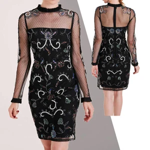 EYECATCHER Designer ETUIKLEID Abendkleid KLEID Coktail Gr.36 S Schwarz Pailetten - Bild 1 von 5