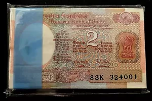 INDIA 2 RUPEES P-79 1976 X 50 Pcs Lot 1/2 Bundle SPACECRAFT UNC PACK BANK NOTE - Picture 1 of 5