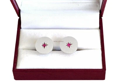 Heated Ruby Gemstone With 925 Sterling Silver Cufflink #2563 - Image 1 of 4