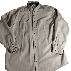 LL Bean Shirt Men's Large Reg Beige Hurricane Flannel Lined Chore Canvas Shacket - Picture 1 of 18