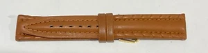 Nueva correa de reloj Bulova Accutron COFFEE de cuero acolchado pesado con hebilla amarilla - Imagen 1 de 3