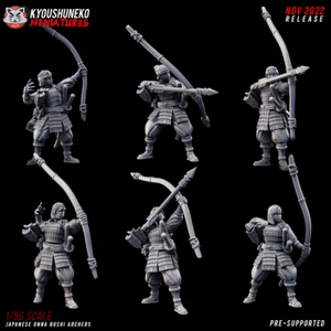 Arqueros japoneses Onna Bushi, juegos de guerra de fantasía feudales japoneses samurai miniatura - Imagen 1 de 1
