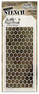 Tim Holtz Hexagon Honeycomb Chicken Wire Layering Stencil Stampers 4.125"x 8.5" - Picture 1 of 1
