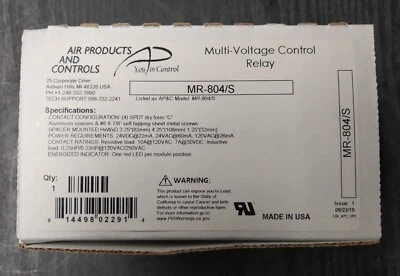 Air Products and Controls MR-804/S Multi-Voltage Control Relay ⭐️NEW⭐️ - Image 1 of 4