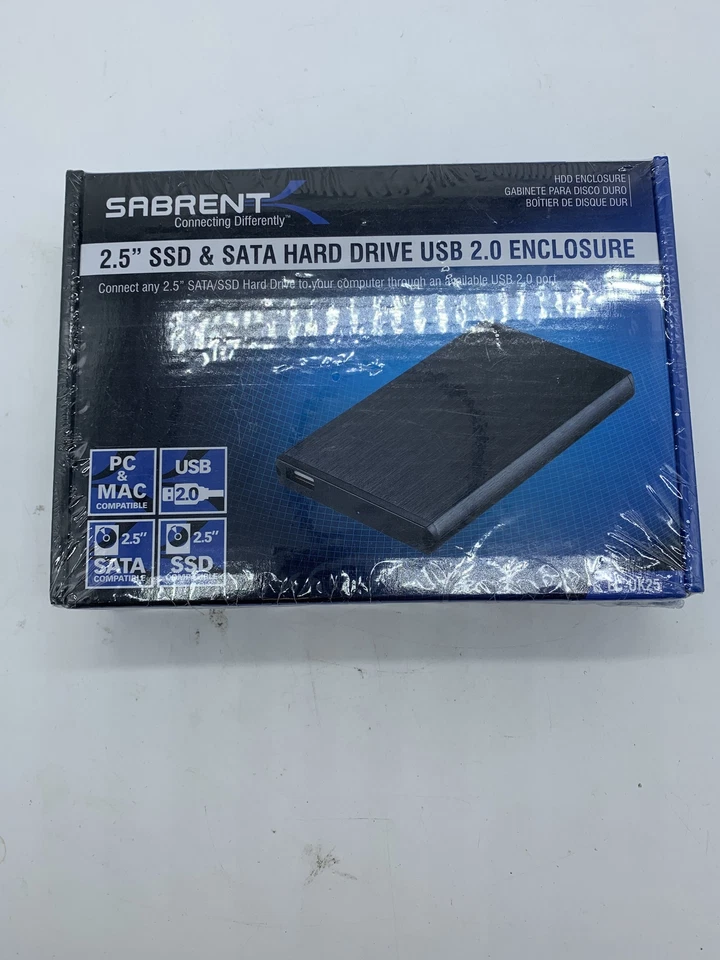 SEALED Sabrent EC-UK25 2.5" SSD/SATA Hard Drive Enclosure USB 2.0 w/ FREE S/H - Image 1 of 3