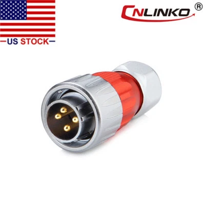 4 Pin Power Circular Connector Male Plug Outdoor Waterproof IP67 Metal Tough M20 - Image 1 of 4