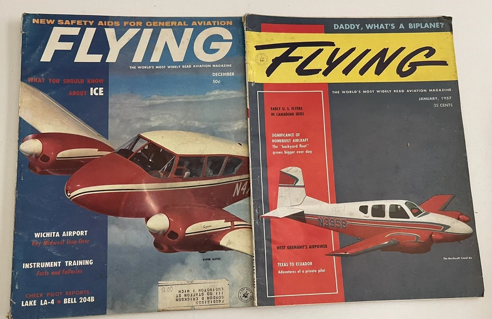 Vintage Flying Magazines Lot Of 2 1957-60 Bi-Planes West German Airpower Ice - Image 1 of 4