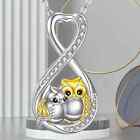 Cute Owls Infinity Symbol Shaped Pendant Necklace