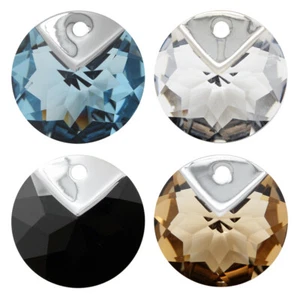Superior PRIMERO 6566 Metallic Cap Round Kristall Anhänger * viel Farben - Picture 1 of 6