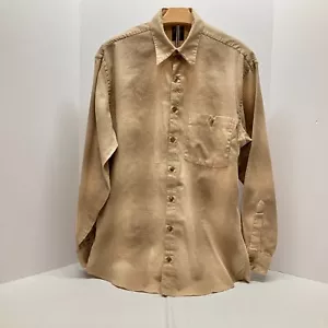 Camisa abotonada Scott Barber para hombre color tostado a cuadros 100 % algodón hecha en EE. UU. Talla M - Imagen 1 de 4