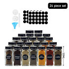 24pcs Spice Jars Square Glass Airtight Spice Bottles Shaker + Alu Lids & Labels