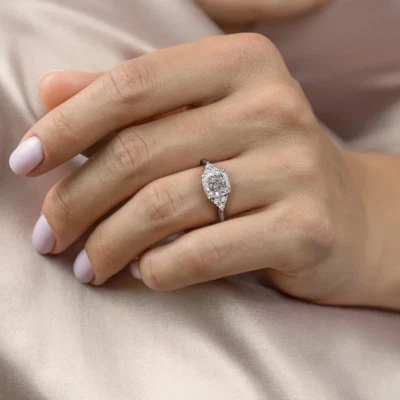 Platinum Diamond Ring 1.20 Ct Cushion Cut  IGI Certified Lab Created PT950  - Image 1 of 4