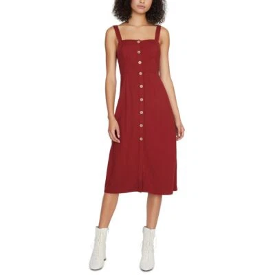 SANCTUARY NUEVO Vestido Camisa Midi Para Mujer Rojo Oscuro Texturizado Línea A L TEDO Foto 1 de 2