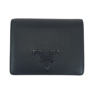 PRADA Saffiano Shine logo 1MV204 Compact wallet Black Black leather - Picture 1 of 10