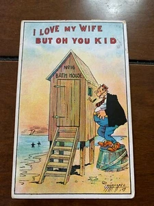 1909 Artist Signed Post Card "I Love My Wife But Oh You Kid" Comic Postcard - Picture 1 of 3