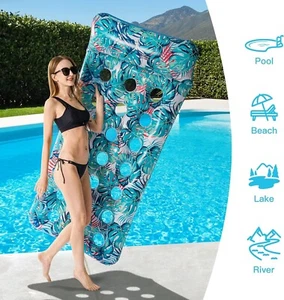 Inflatable Pool Float Mat, Pool Floats Adult Size with Headrest Blue version - Bild 1 von 1