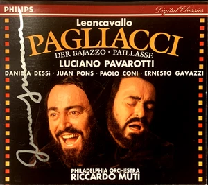 Signed by LUCIANO PAVAROTTI Leoncavallo Pagliacci Riccardo Muti Philips 1 CD Box - Picture 1 of 4
