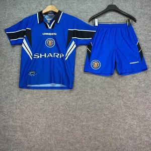 Manchester United Fußball Set Kinder 12 Jahre blau Umbro 1996/98 Away Sharp Shorts - Bild 1 von 20
