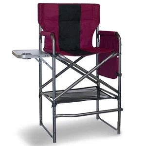 30" Tall Directors Chair with Side Table, 400LBS Bar Height Folding Camping C... - Picture 1 of 7