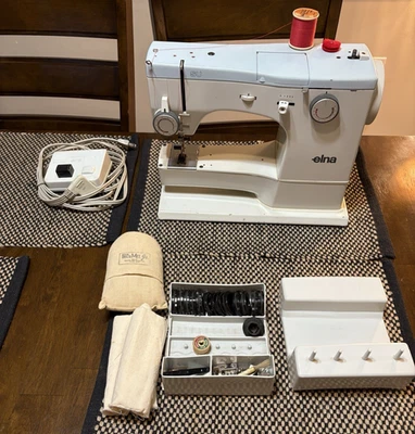 Elna SU 62C Free Arm Sewing Machine with case, cams, Pedal, Manuals, Tested! - Image 1 of 4
