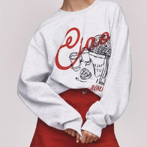 Anthropologie Ciao Roma Graphic Print Sweatshirt Hoodie pullover Grey Size S - Picture 1 of 9