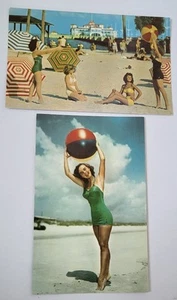 PR VTG 1950s SUNNY FLORIDA PCs Bathing Beauty St Peterburg Beach Ball Fun MINT - Picture 1 of 2