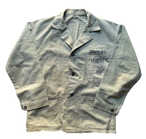 Vtg 40s P-41 HBT Utility Jacket USMC WWII Named M/L - Picture 1 of 9