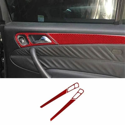 Red Carbon Fiber For Mercedes~Benz W203 2005~2007 Cover Trim Rear Door Handle - Image 1 of 4