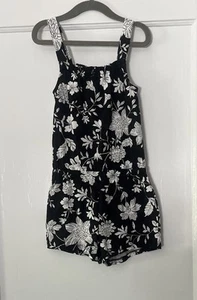 NWOT The Children's Place Girls Black & White Floral Romper - Size 5/6 - Picture 1 of 4