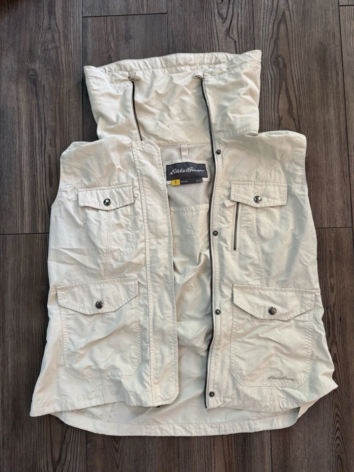 Chaleco Eddie Bauer Travex para mujer L ajuste regular cremallera completa utilitario exterior Gorpcore Foto 1 de 4