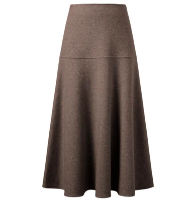 OGL Warm Cozy CashSoft Wool Look Flared Side Zip Maxi Skirt Brown Size Medium - Image 1 of 4
