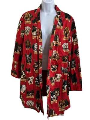 Nick & Nora Robe Size Small/Medium Red Dog Milkbone Long Sleeve *Missing Belt* - Image 1 of 4