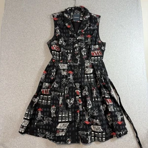 MODCLOTH Womens Dress Black with Umbrella Twee Dog Belt Size XL - Picture 1 of 8