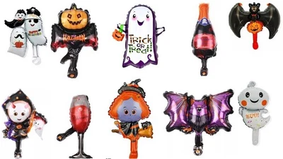 Mini globos de aluminio de Halloween 10 piezas relleno de aire decoración de fiesta Halloween Foto 1 de 4