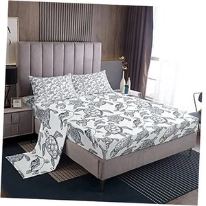 Tortoise Bed Sheets Sea Turtle Sheet Set 4 Pcs Boho Chic Reptile Full Style 4 - Picture 1 of 6
