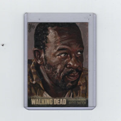 WALKING DEAD SEASON 3 MORGAN SKETCH CARD BY ACCLAIMED ARTIST LEE LIGHTFOOT  1/1! - Image 1 of 2